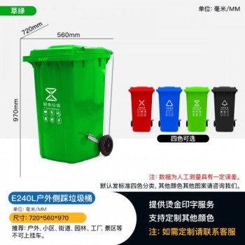 廠家批發(fā)240升環(huán)衛(wèi)垃圾桶側邊腳踏垃圾桶*發(fā)貨